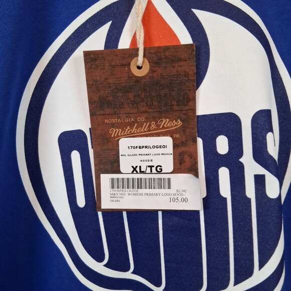Mitchell & Ness Edmonton Oilers Hoodie XL Blue – NHL Primary Logo Sweatshirt – - Picture 2 of 4